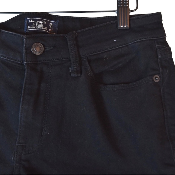 Abercrombie & Fitch Women’s 26 (2) Harper Super Skinny Jeans Distressed Knee Bla - Picture 7 of 10